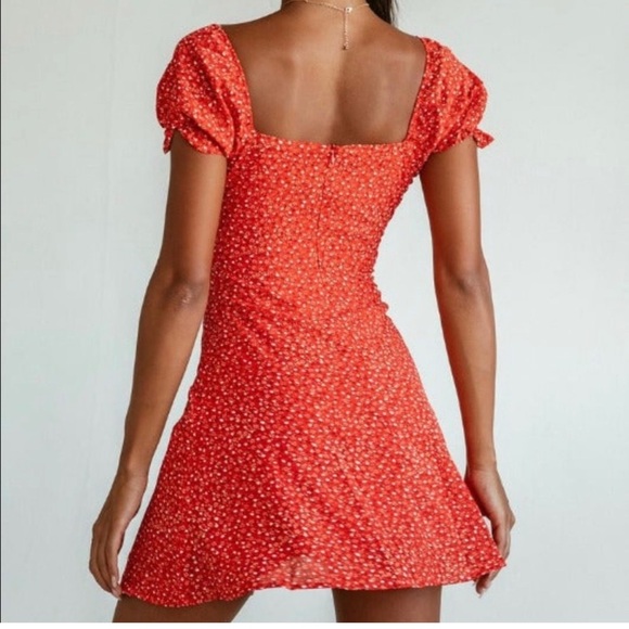 Princess Polly Baily Floral Red Mini Dress Size 2 - Picture 3 of 8